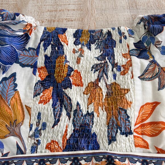 Farm Rio Yellow/Blue/White Lace Floral Romper size small NWT - Picture 11 of 15